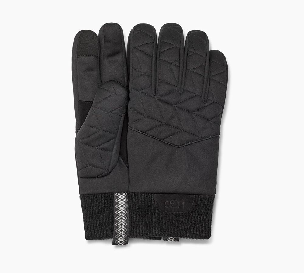 Ugg Quilted Nylon - Mens Gloves - Black - NZ (7823JIQAH)